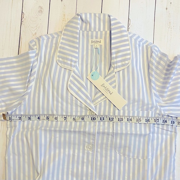 NWT BedHead Pajamas Striped Cotton Shorty Pajama Set. Blue and White. - Picture 7 of 10
